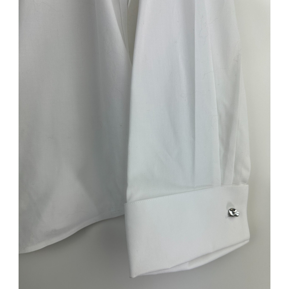 NWT Talbots Pleated Diamond Button Up Shirt LS Wrinkle Resistant White Size 14 - Picture 8 of 16